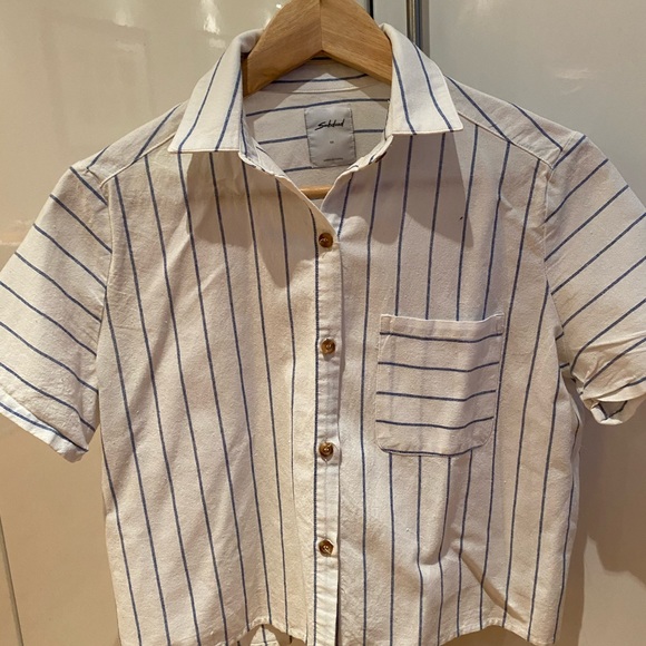 White and Blue Collared Shirt from Subdued (Amsterdam Boutique), size SMALL. - Picture 3 of 6